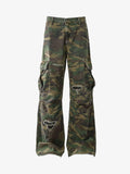 Woven Ripped Camouflage Cargo Baggy Pants - 2410