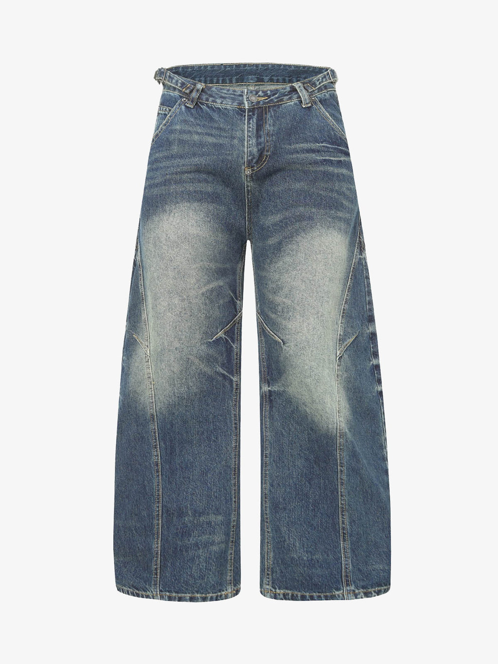 Washed Distressed Deconstructed Pleated Scimitar Jorts