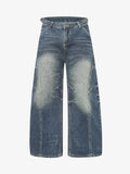 Washed Distressed Deconstructed Pleated Scimitar Jorts