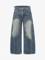 Washed Distressed Deconstructed Pleated Scimitar Jorts