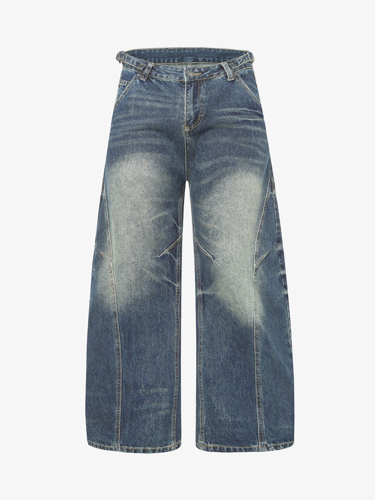 Washed Distressed Deconstructed Pleated Scimitar Jorts