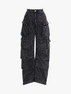 Theprecipice Street Stitching Multi-Pocket Workwear Washed Jeans - 2209