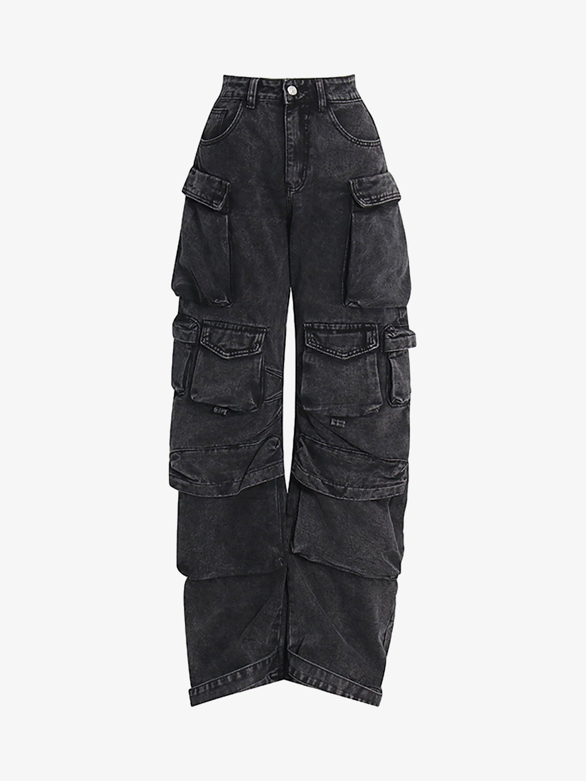 Theprecipice Street Stitching Multi-Pocket Workwear Washed Jeans - 2209