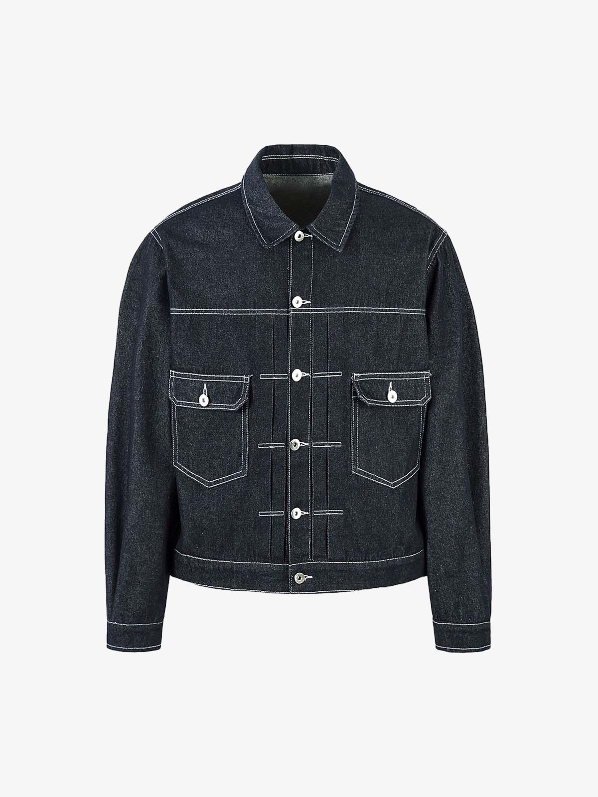 Retro Heavy Washed Contrast Color Denim Jacket - 2528
