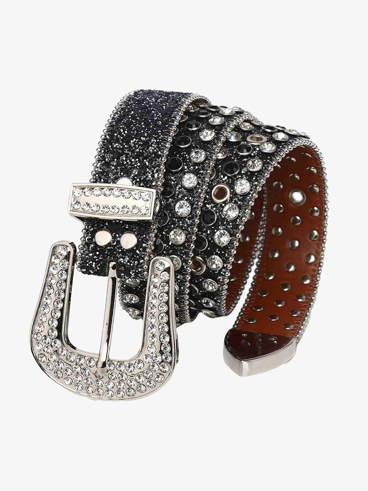 Theprecipice Studded Rhinestone Hip Hop Belt - 1691