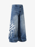 Washed  Print Straight Jeans