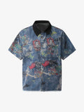 Tie-Dye Denim Graffiti Polo T-Shirt