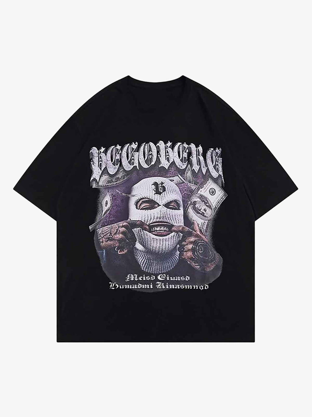 Theprecipice Masked Gangster Portrait Printed T-Shirt-1533