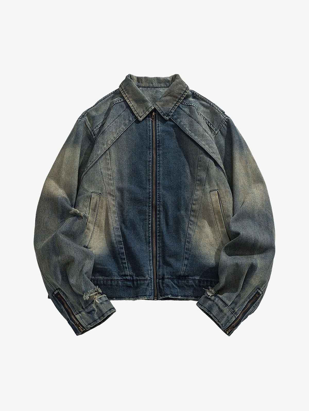 Theprecipice High Street Hip-hop Distressed Washed Denim Jacket - 2242
