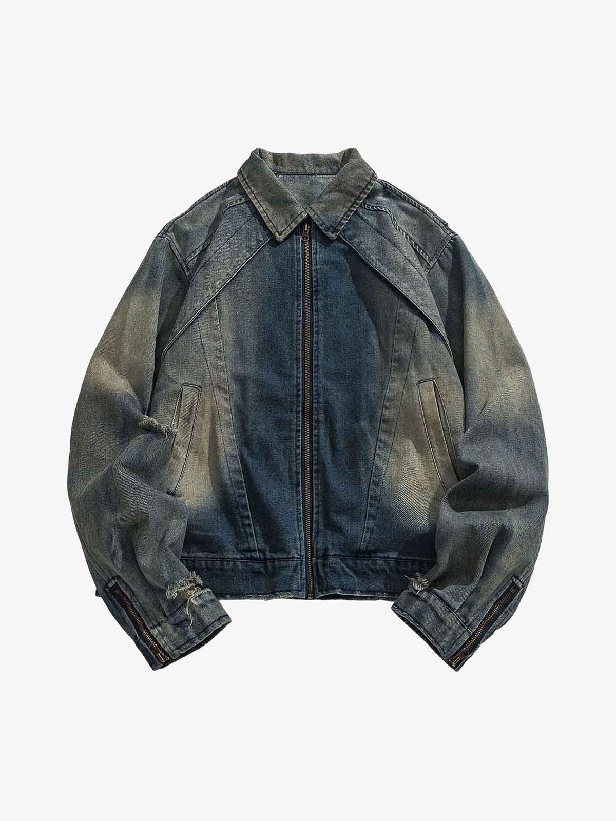 Theprecipice High Street Hip-hop Distressed Washed Denim Jacket - 2242