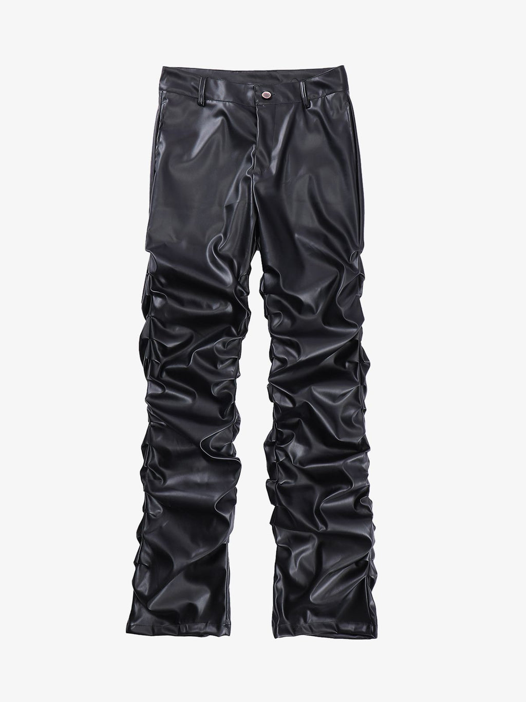Theprecipice Punk Style Pleated Leather Pants - 2195