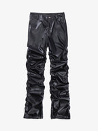Theprecipice Punk Style Pleated Leather Pants - 2195