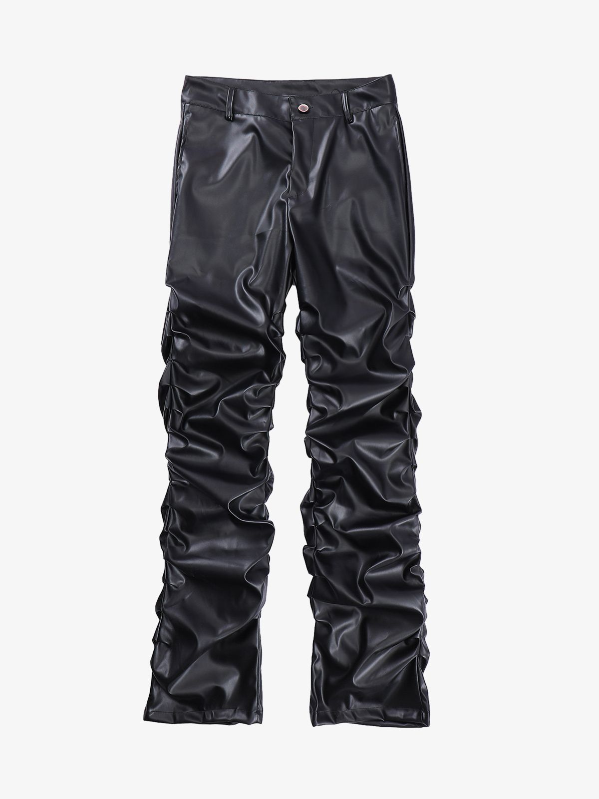 Theprecipice Punk Style Pleated Leather Pants - 2195