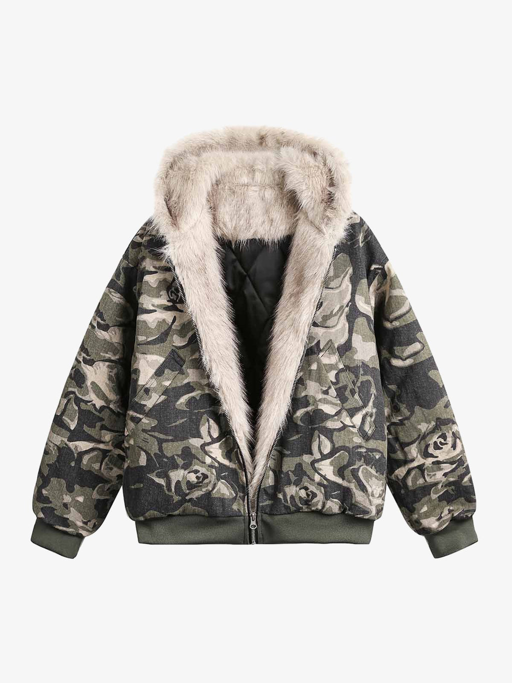 Theprecipice Camouflage Fur Hooded Jacket - 2353