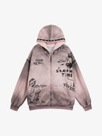 Wasteland Style Distressed Graffiti Hoodie