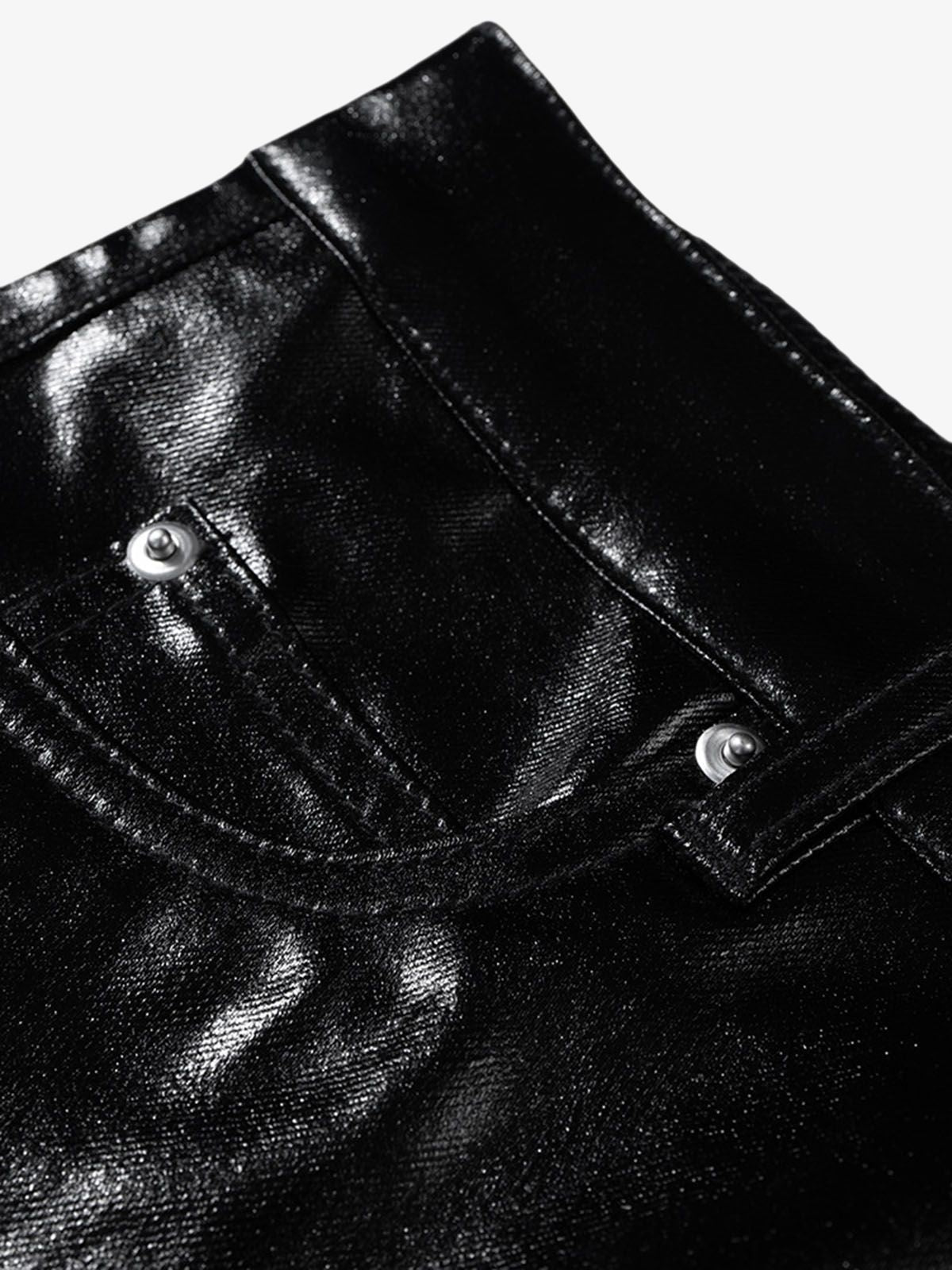 Theprecipice Glossy Patent Leather Flare Pants - 2396