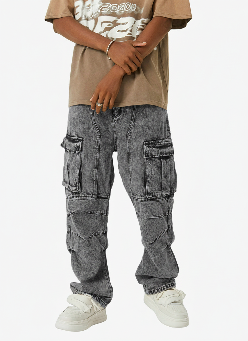 Theprecipice American Street Style Washed Distressed Work Jeans - 2354