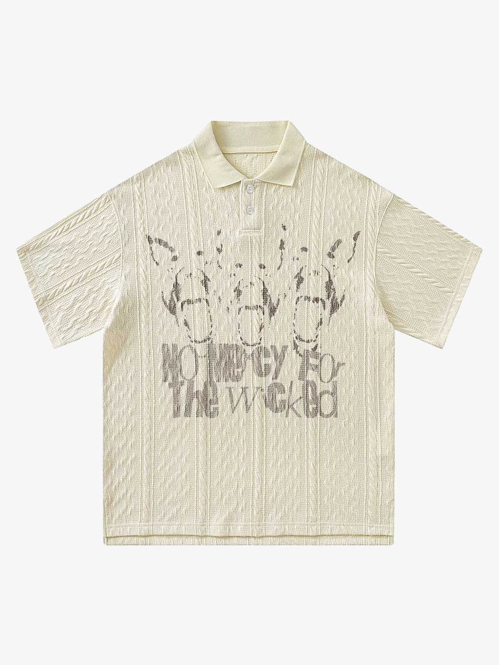 Vintage Print Lapel Short Sleeve Polo Shirt