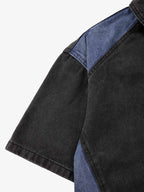 Deconstructed Patchwork Short-Sleeve Cropped Denim Set