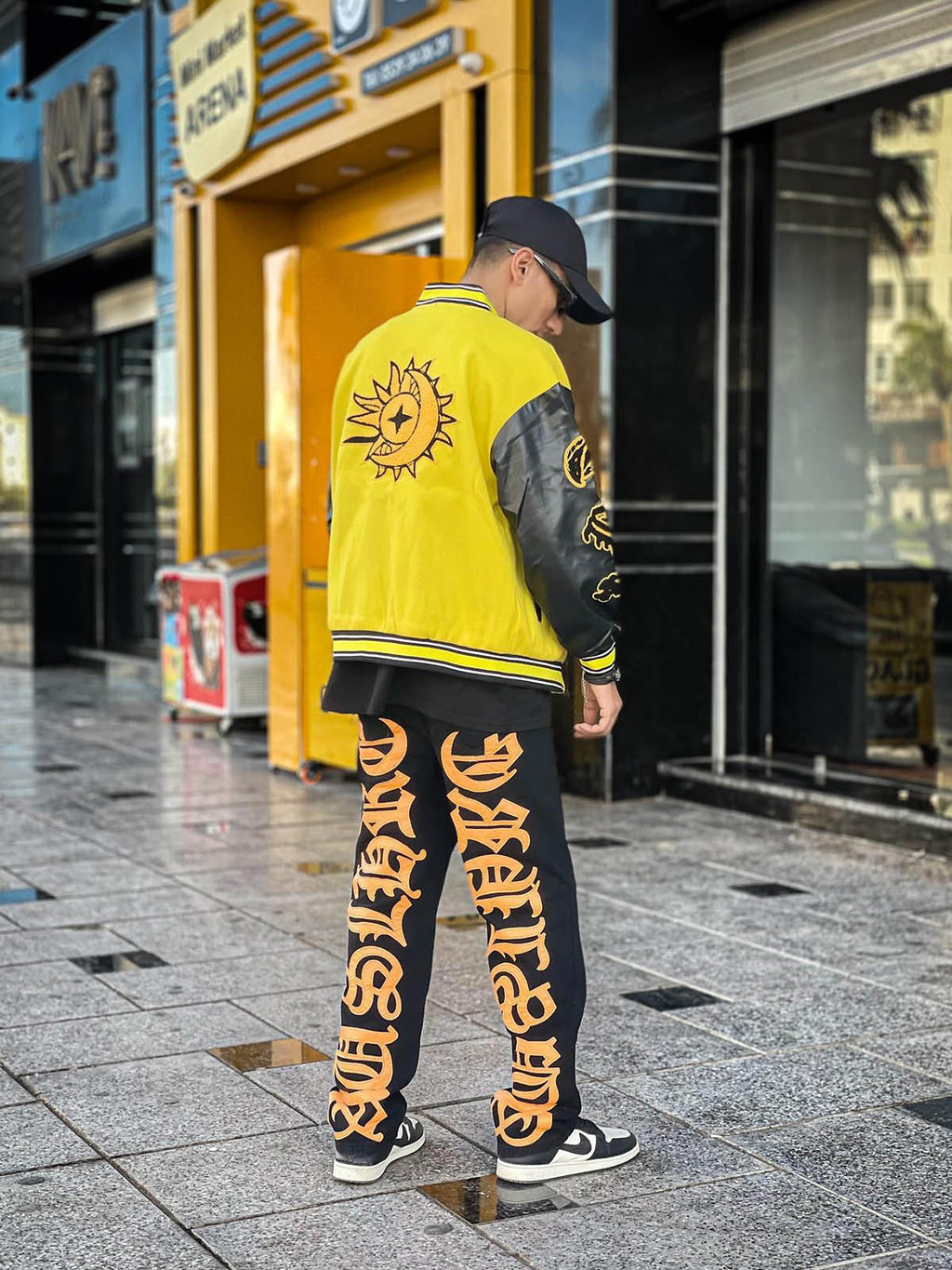 Theprecipice Burning Text Embroidered Letters Jeans -1478