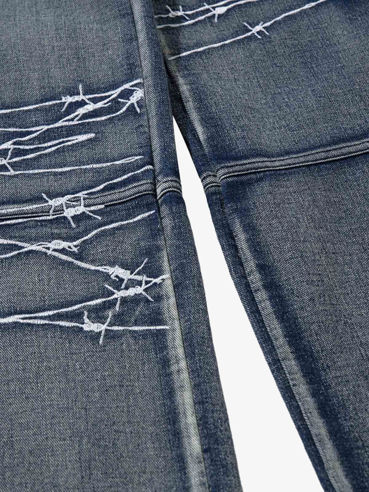 Theprecipice High Street Embroidery Hip-Hop Jeans - 2122