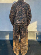 French Terry Cheetah Print Suede Tracksuit - 2277