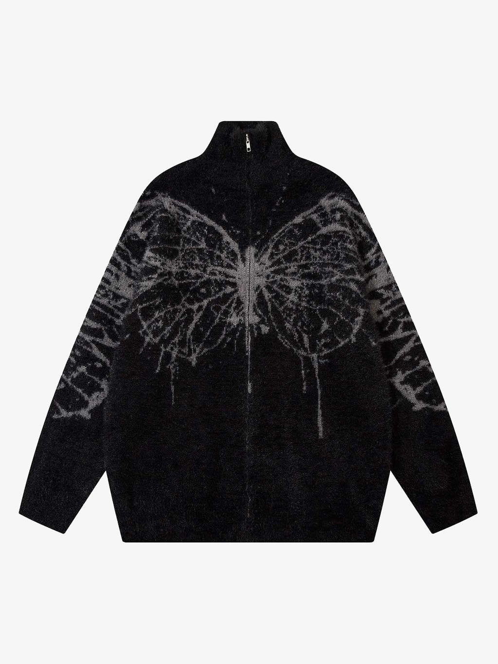 Theprecipice Butterfly Jacquard  Knit Mock Neck Sweater