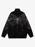 Theprecipice Butterfly Jacquard  Knit Mock Neck Sweater