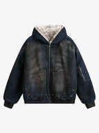 Cotton Washed Fur Hooded Jacket - 2265