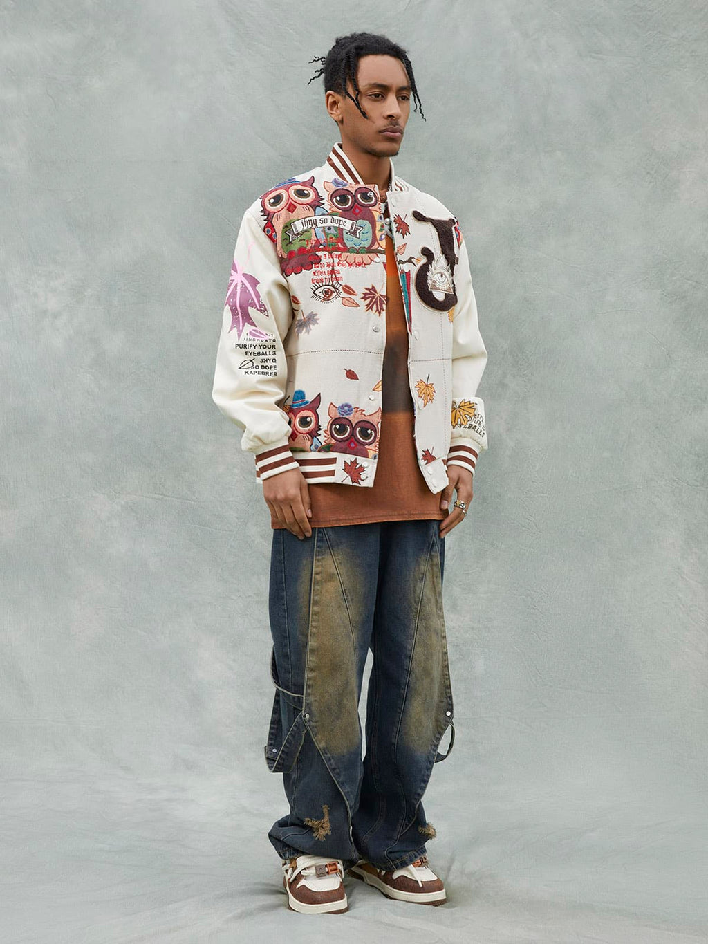 Theprecipice Owl Patch Embroidered Baseball Jersey - 2472