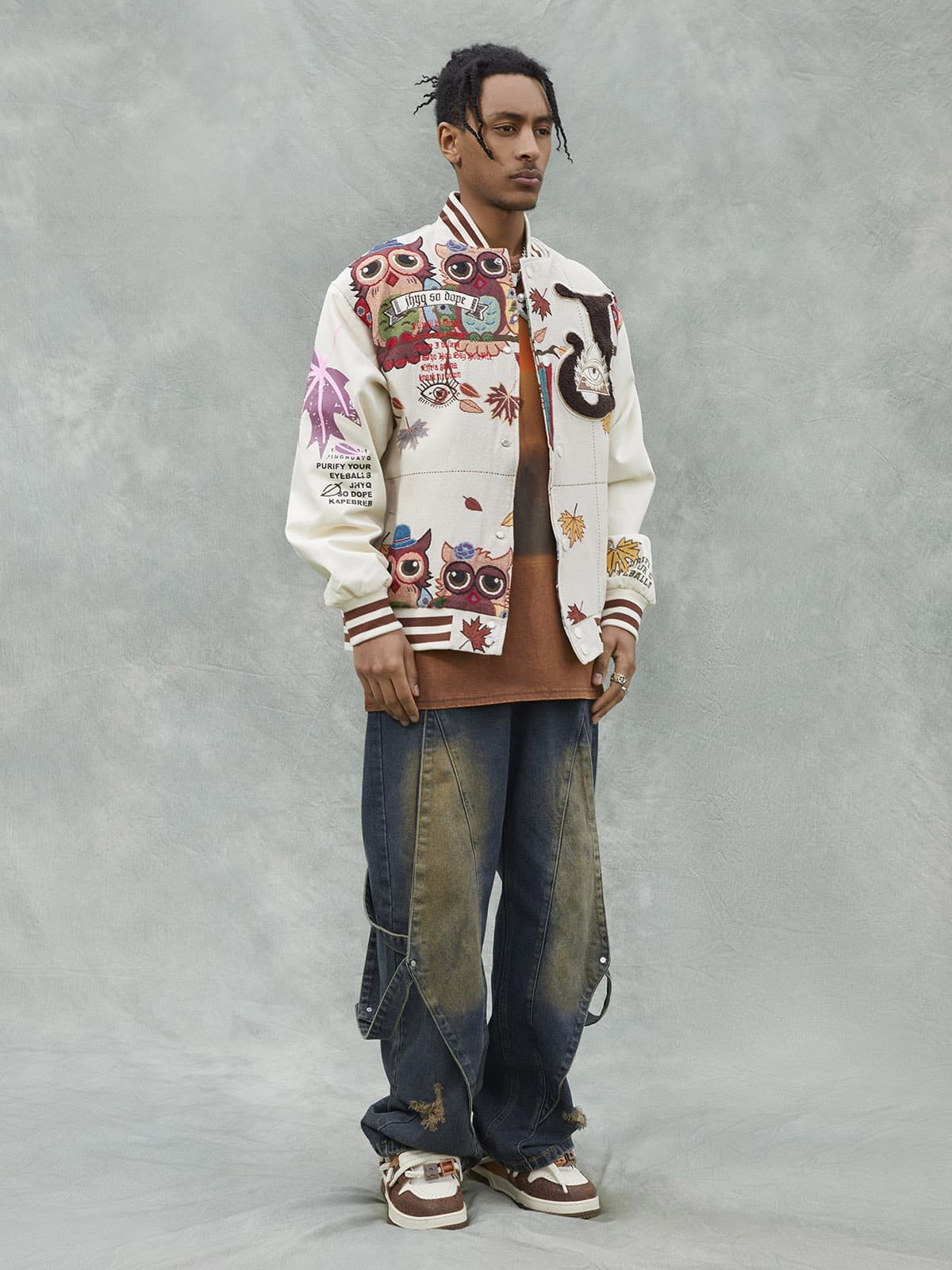 Theprecipice Owl Patch Embroidered Baseball Jersey - 2472