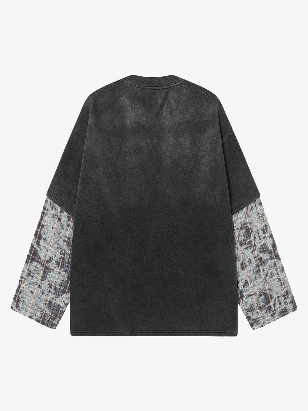 Washed Faux Two-Piece Racing Long Sleeve T-shirt - 2543