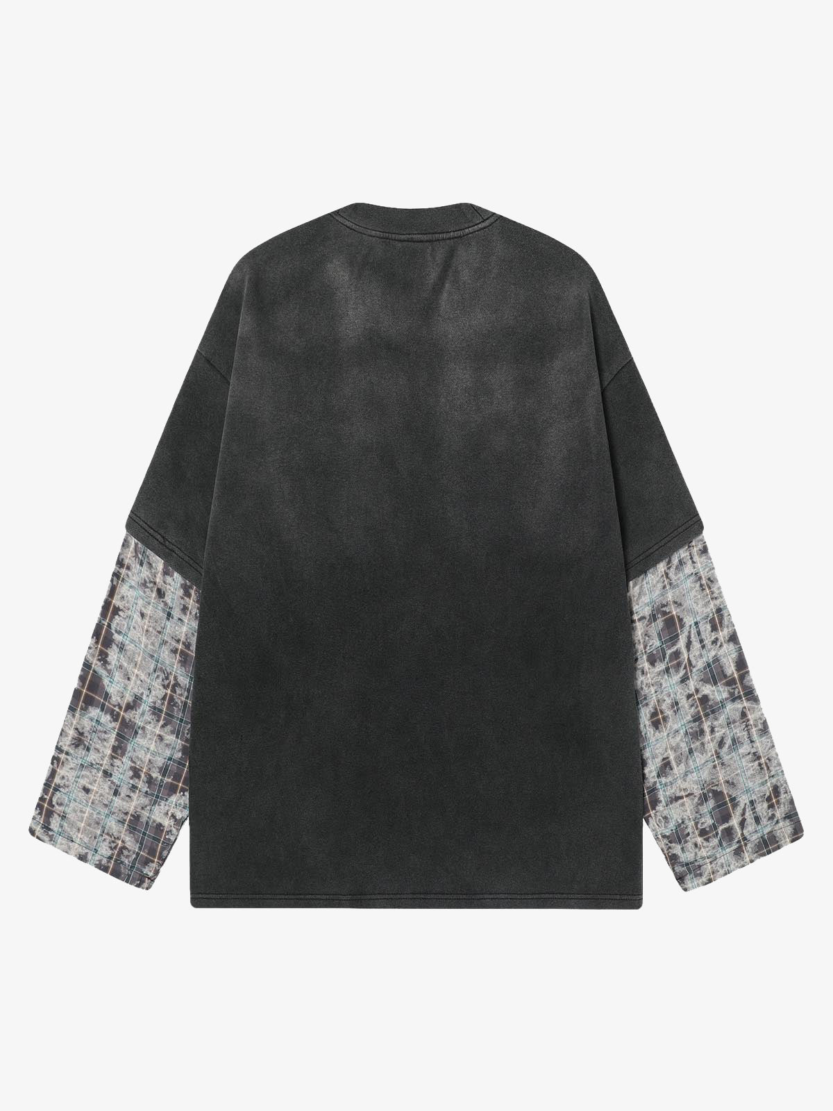 Washed Faux Two-Piece Racing Long Sleeve T-shirt - 2543