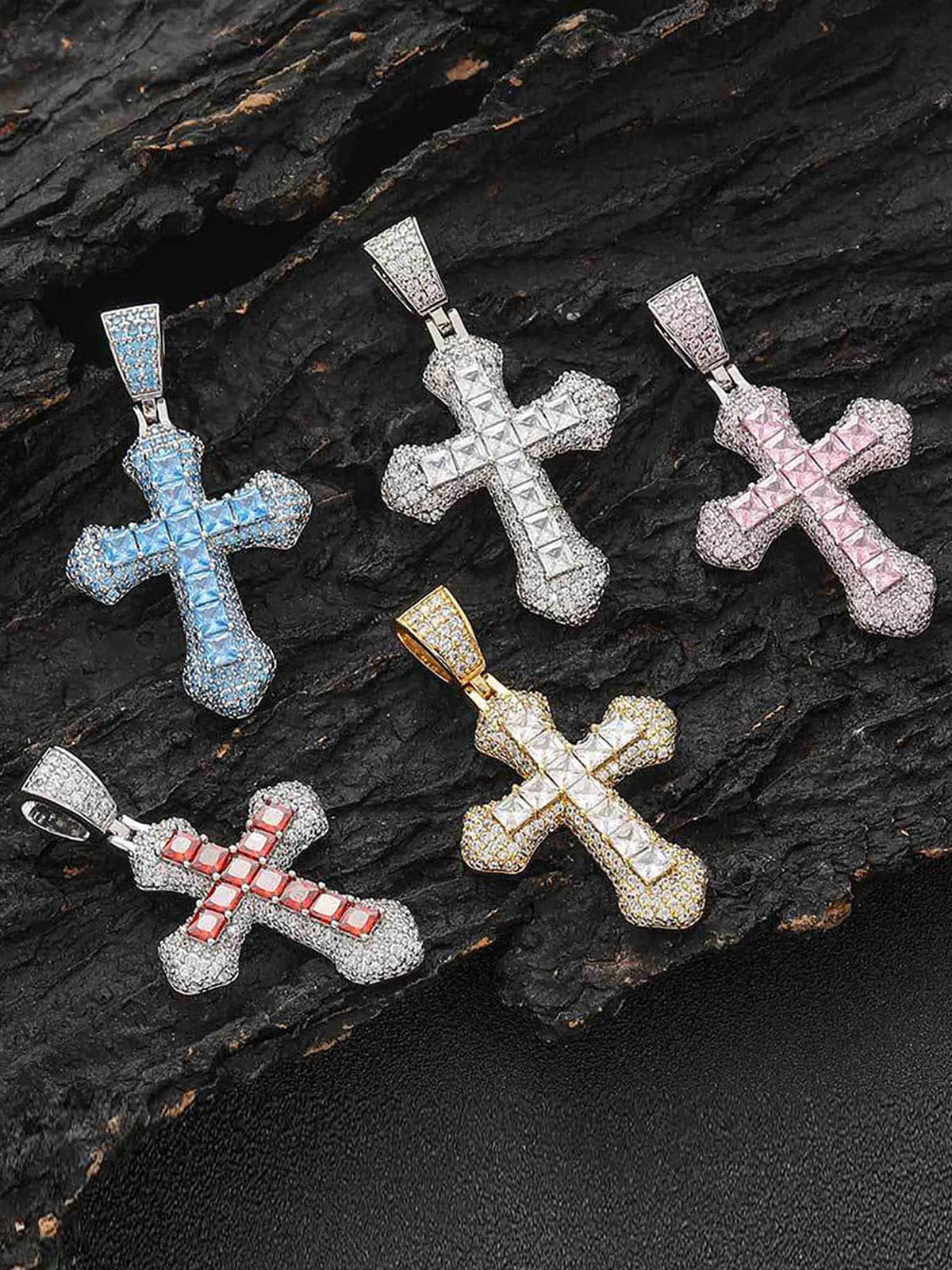 Theprecipice Corss Full Diamond Necklace-1514