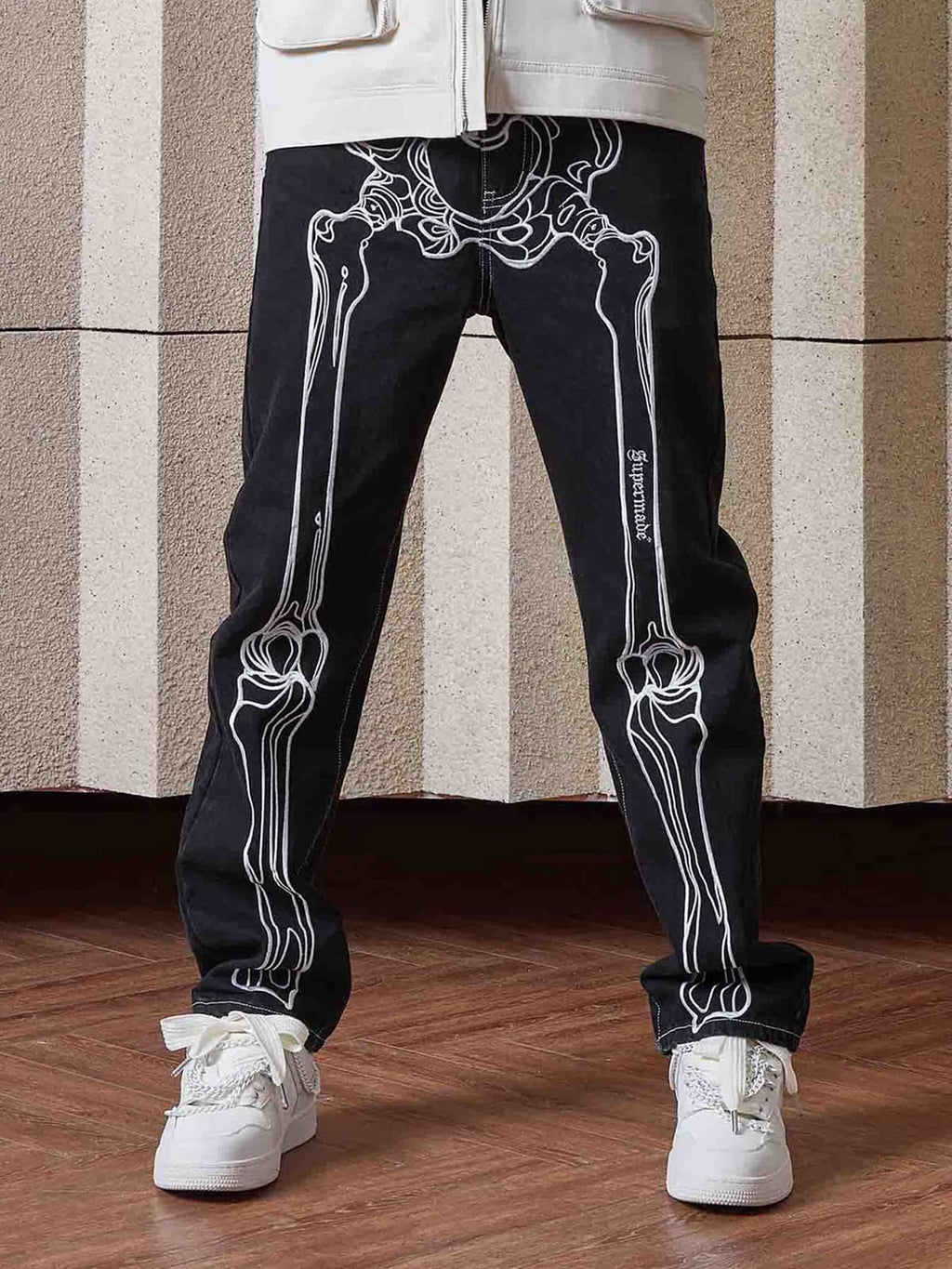 Theprecipice Hip Hop Bones Embroidered Jeans - 1859