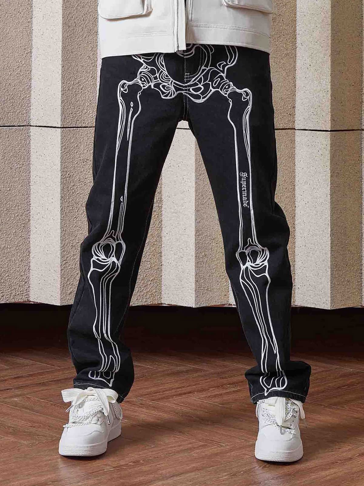 Theprecipice Hip Hop Bones Embroidered Jeans - 1859