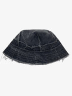 Distressed Denim Raw Edge Destroyed Bucket Hat