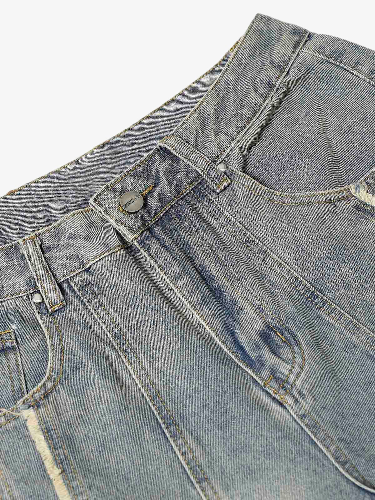 Theprecipice Washed Ripped Baggy Jeans