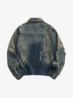 Theprecipice High Street Hip-hop Distressed Washed Denim Jacket - 2242