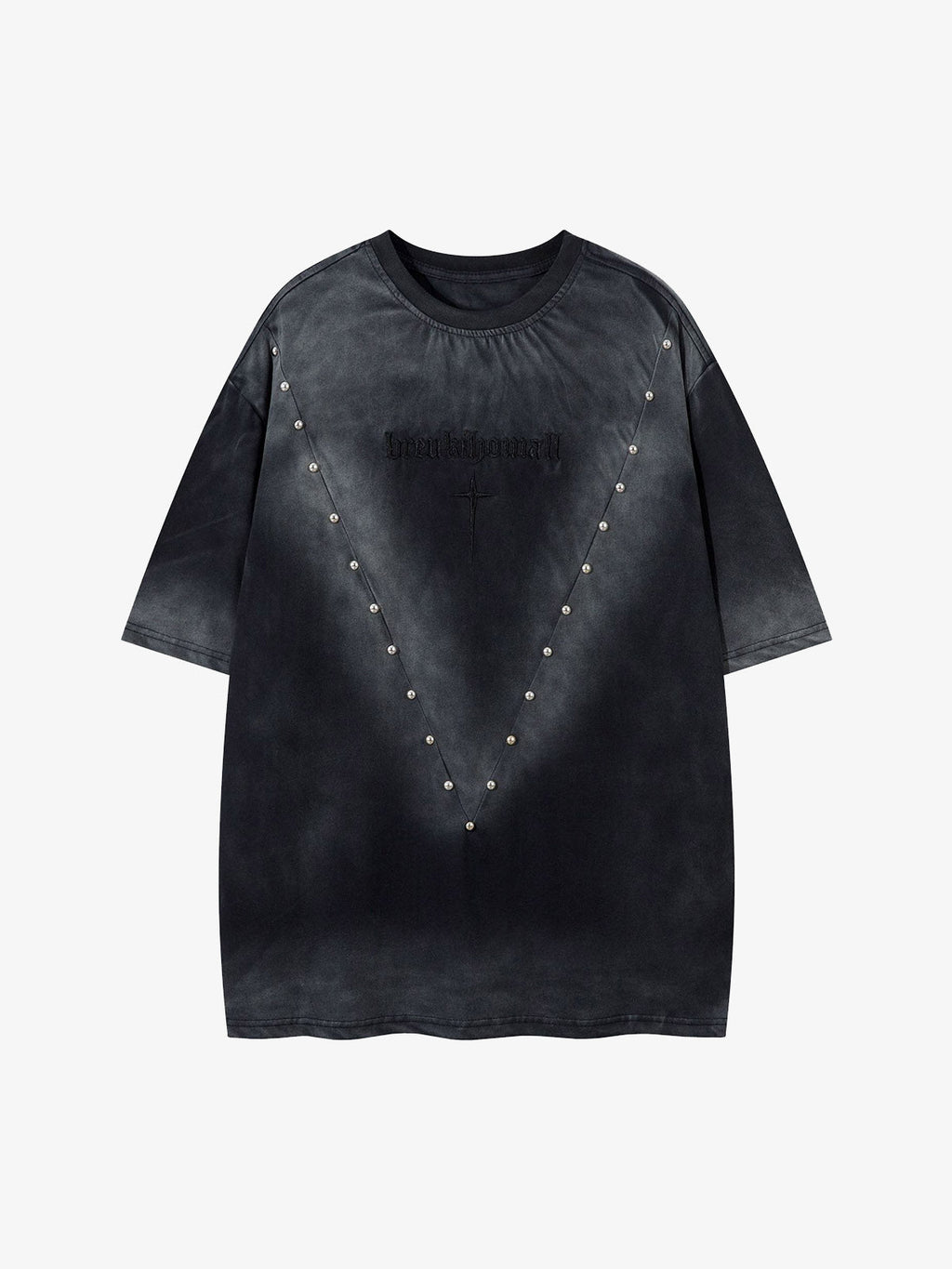 Oversized Cross and Studed T-Shirt