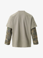 Jersey Distressed Camouflage Faux Two-Piece Graphic T-Shirt - 2420
