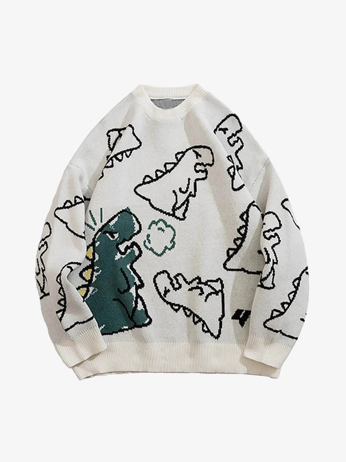 Theprecipice Cartoon Dinosaur Printed Sweater - 1004