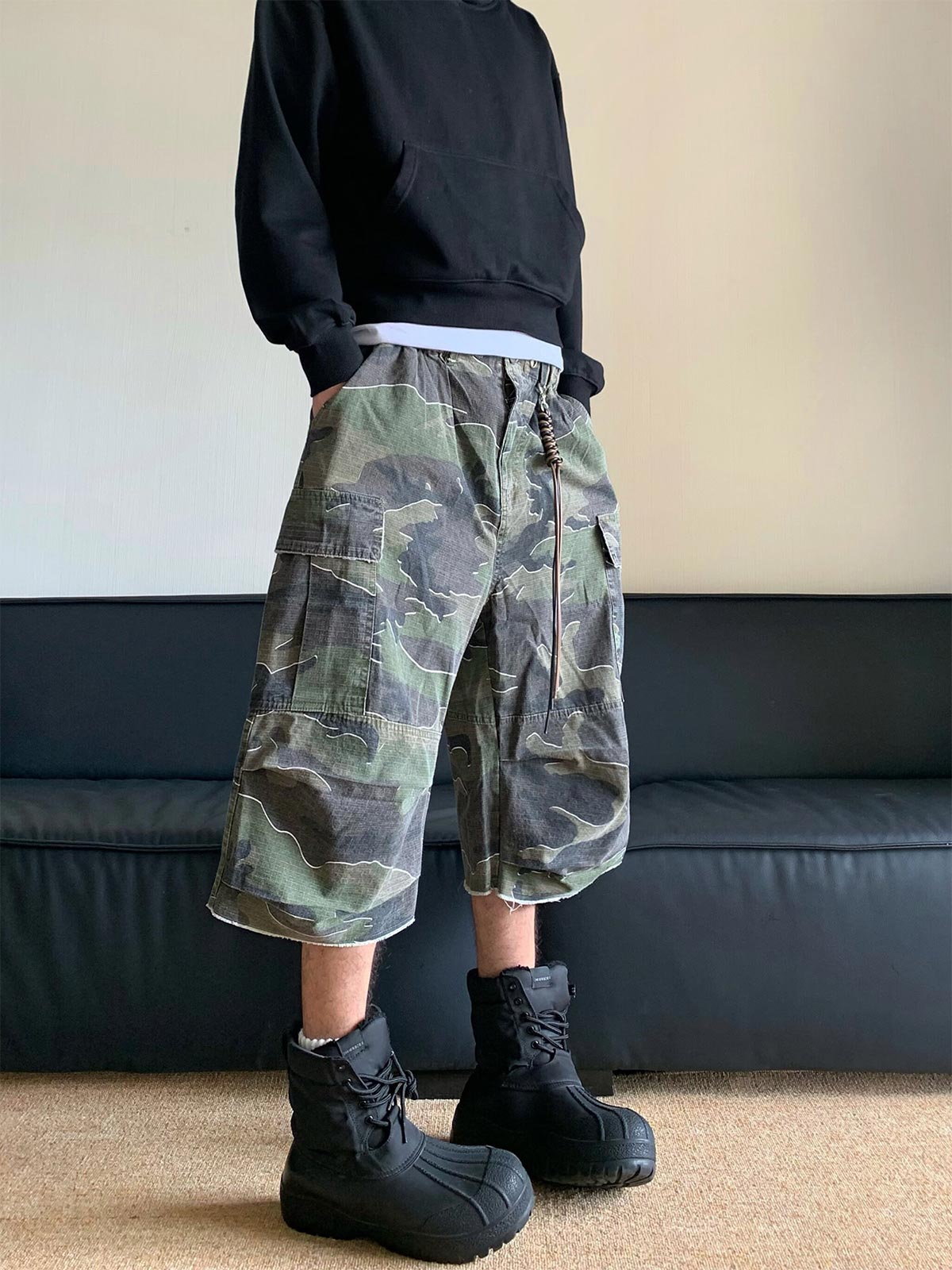 Theprecipice Retro Camouflage Workwear Baggy Jorts