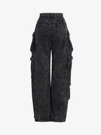 Theprecipice Street Stitching Multi-Pocket Workwear Washed Jeans - 2209