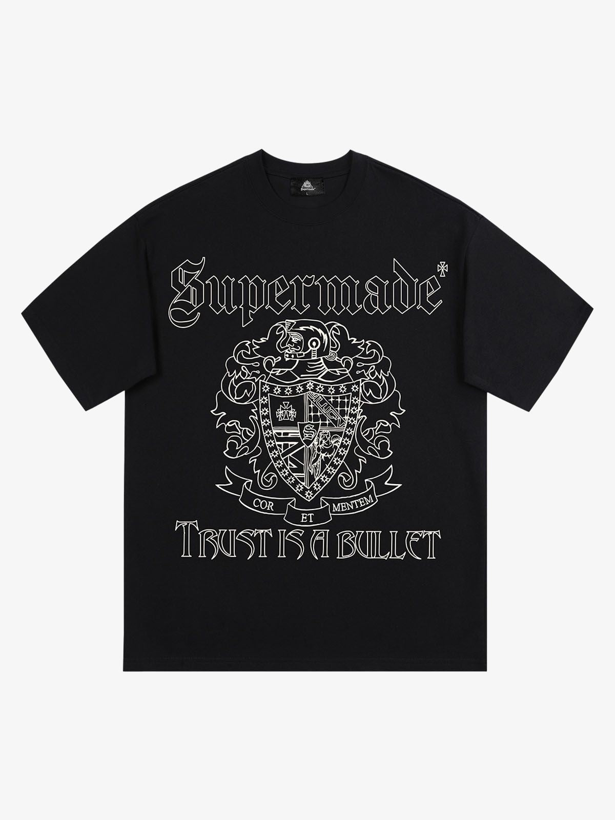 Original Gothic Letter Family Shield Badge Print T-Shirt
