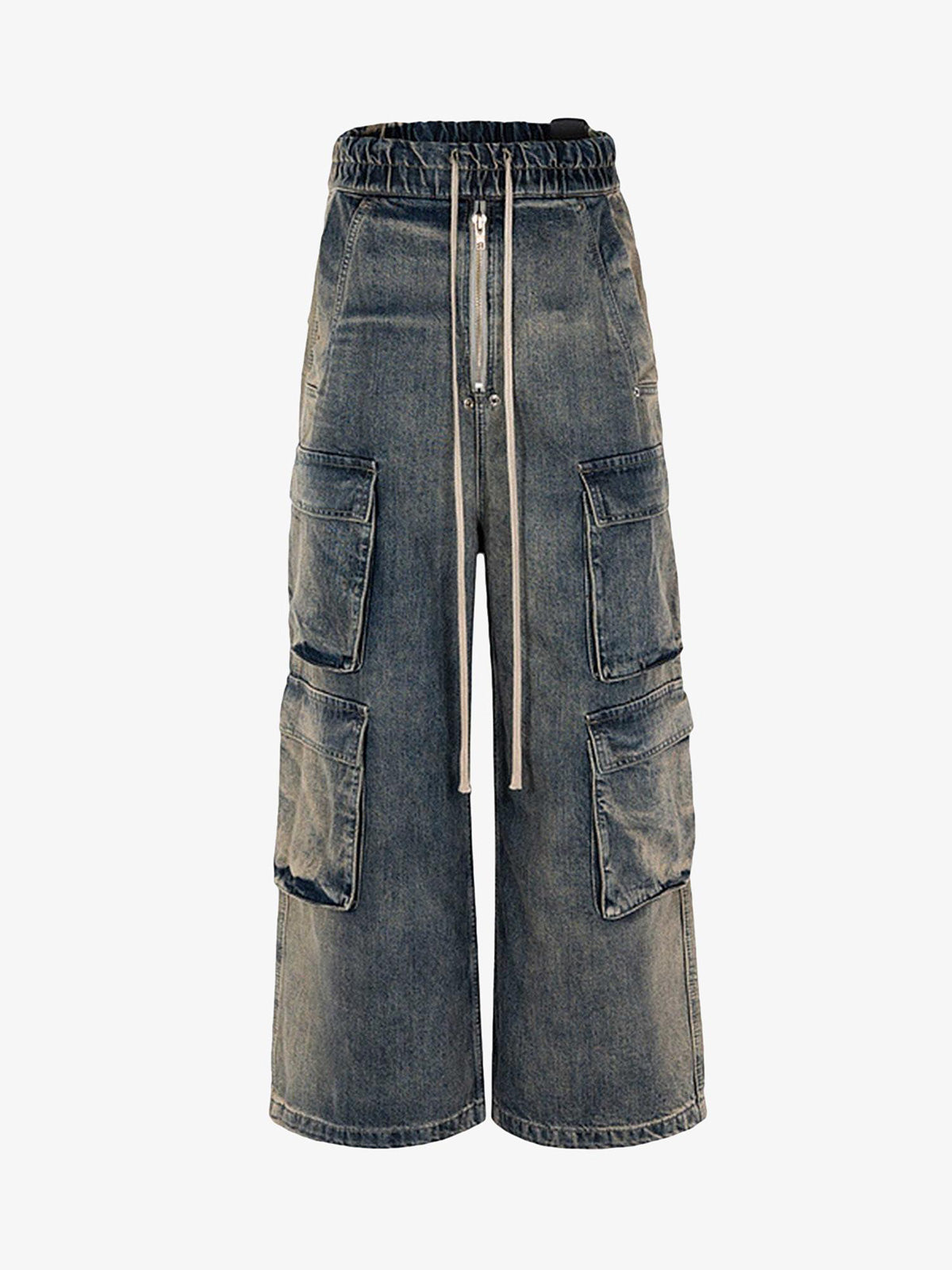 Theprecipice Wide Leg Multi-Pocket Straight Leg Loose Jeans - 1666