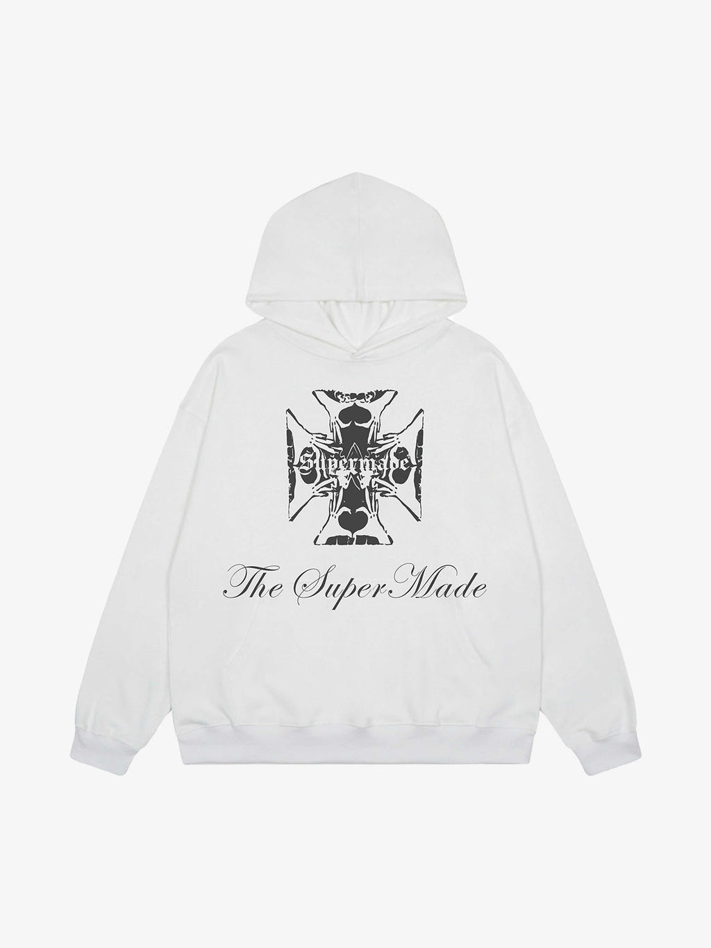 Street Cross Letters Print Hoodie