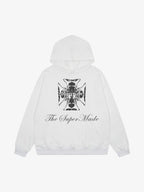 Street Cross Letters Print Hoodie