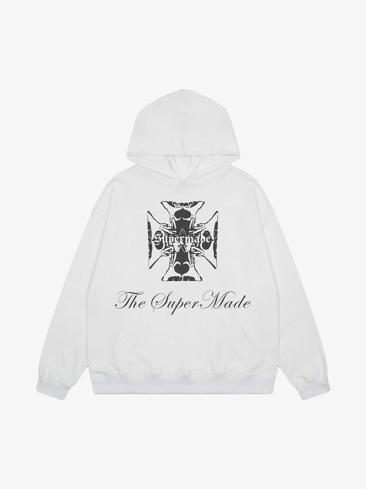 Street Cross Letters Print Hoodie