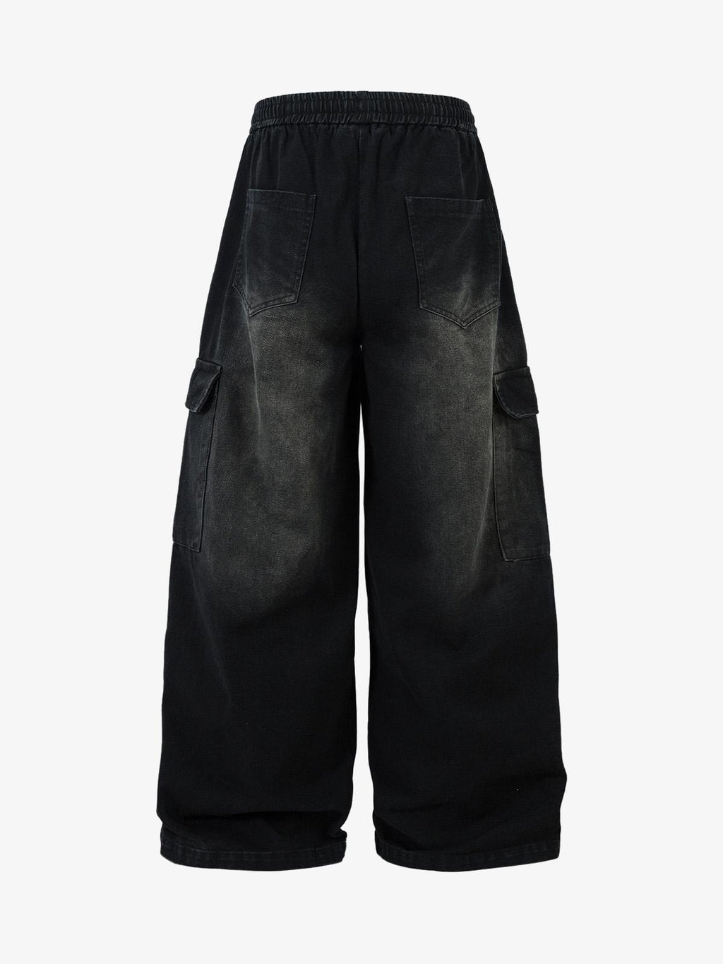 Washed Multi Pocket Drawstring Cargo Jeans